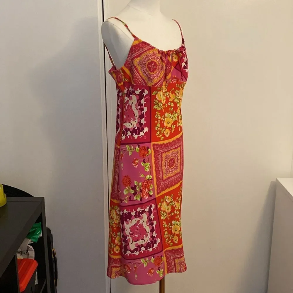 Vintage 90's Floral Patchwork Bohemian Midi Sundress Size Medium